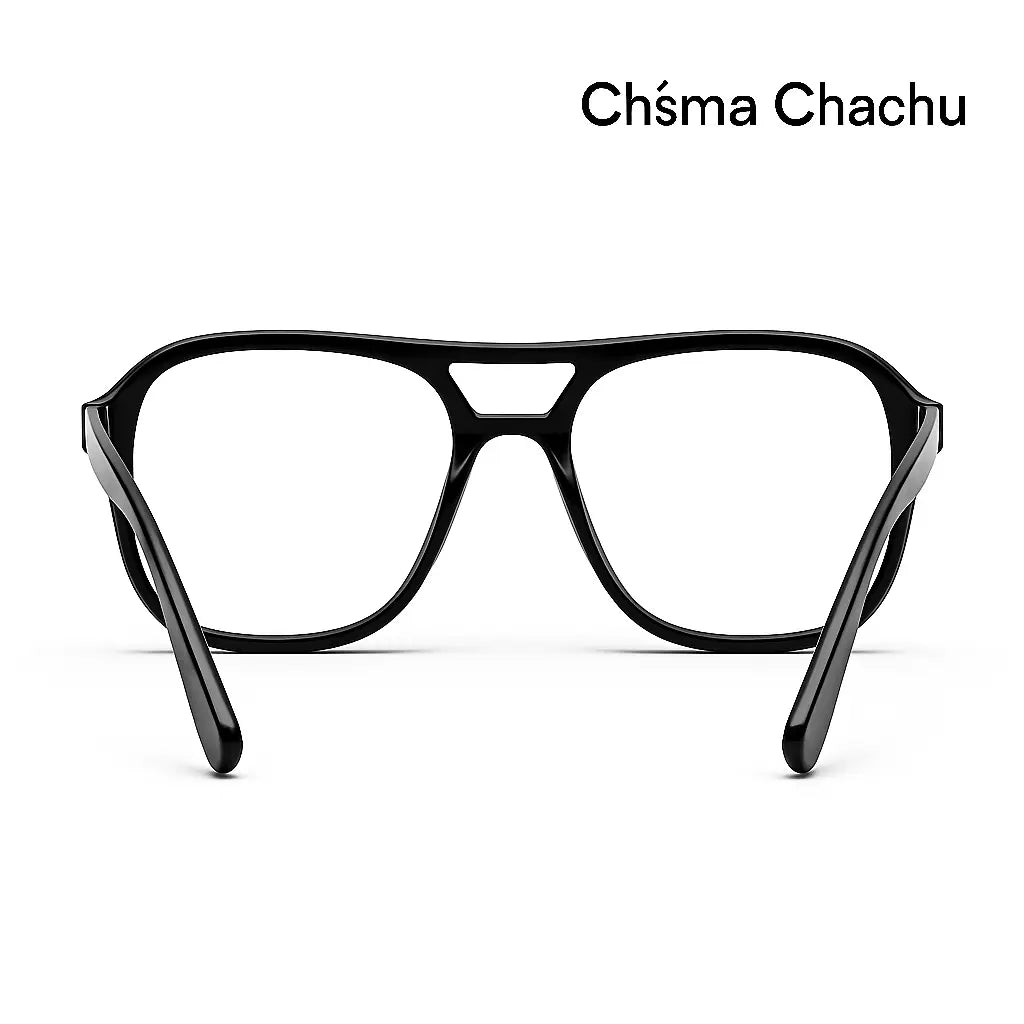 Chasma chachu -black-square-double bar-glossy finishing- Chsma chachu